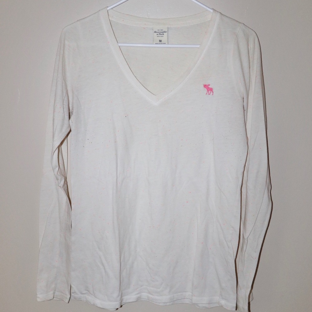 Long sleeve white with polka dots